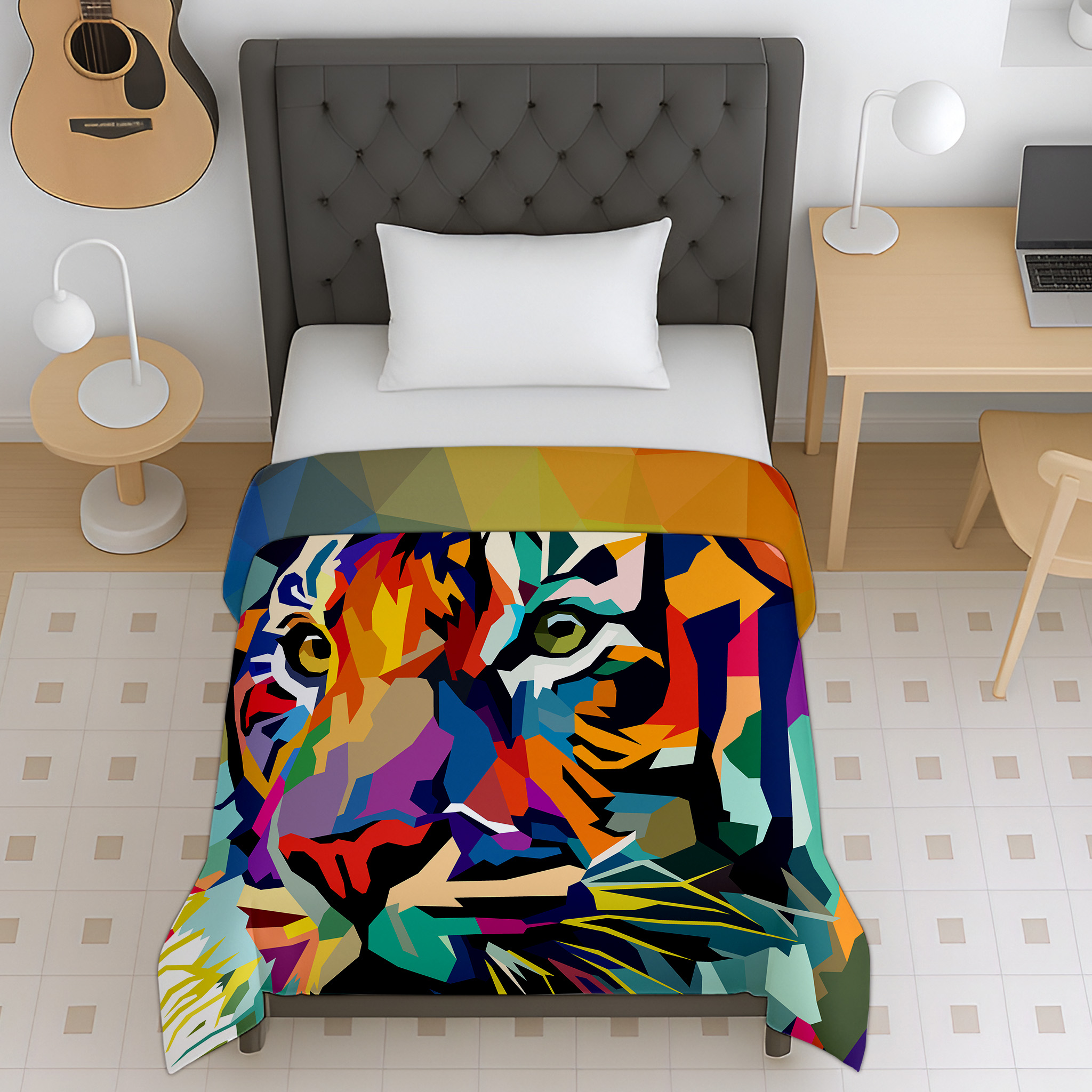 Kids Tiger Print Reversible Cotton Dohar Blanket for Babies and Kids