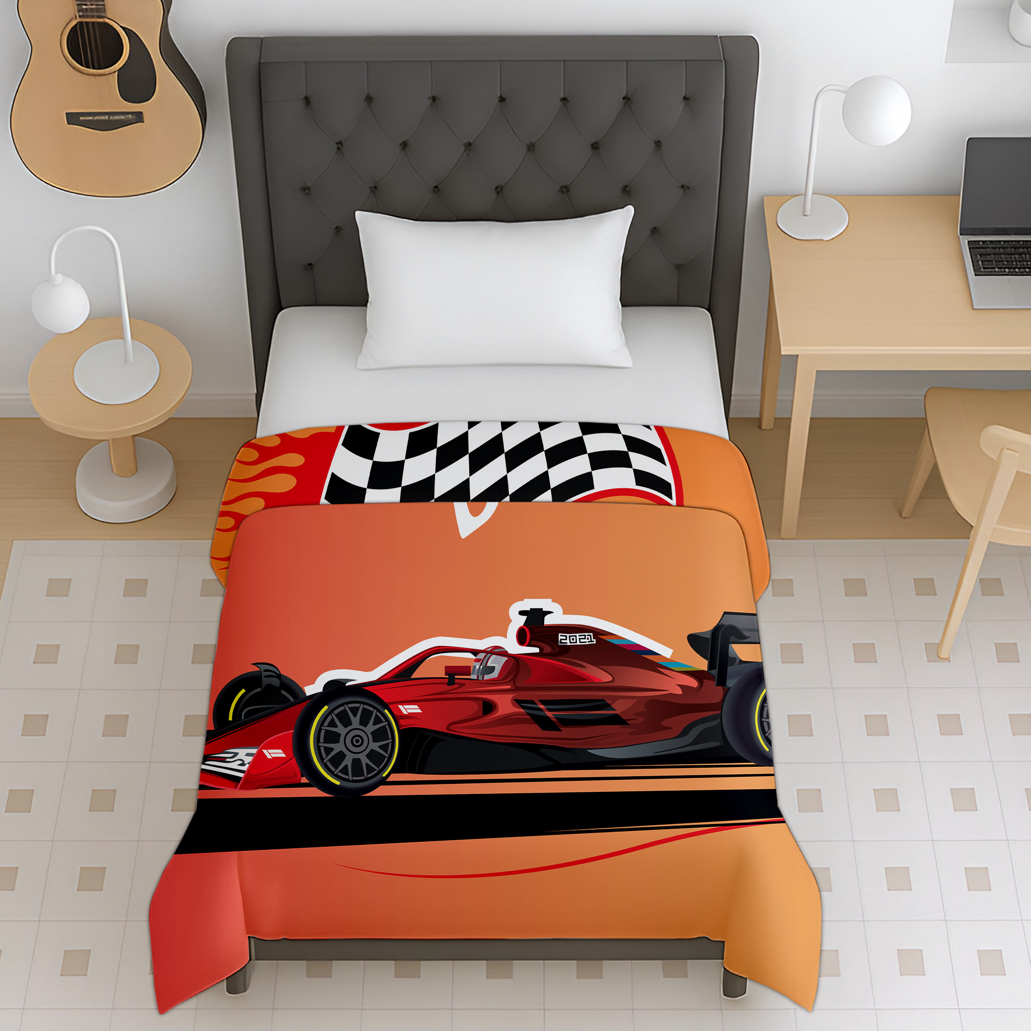 Jindal Home Kids Racing Car Print Reversible Cotton Dohar Blanket