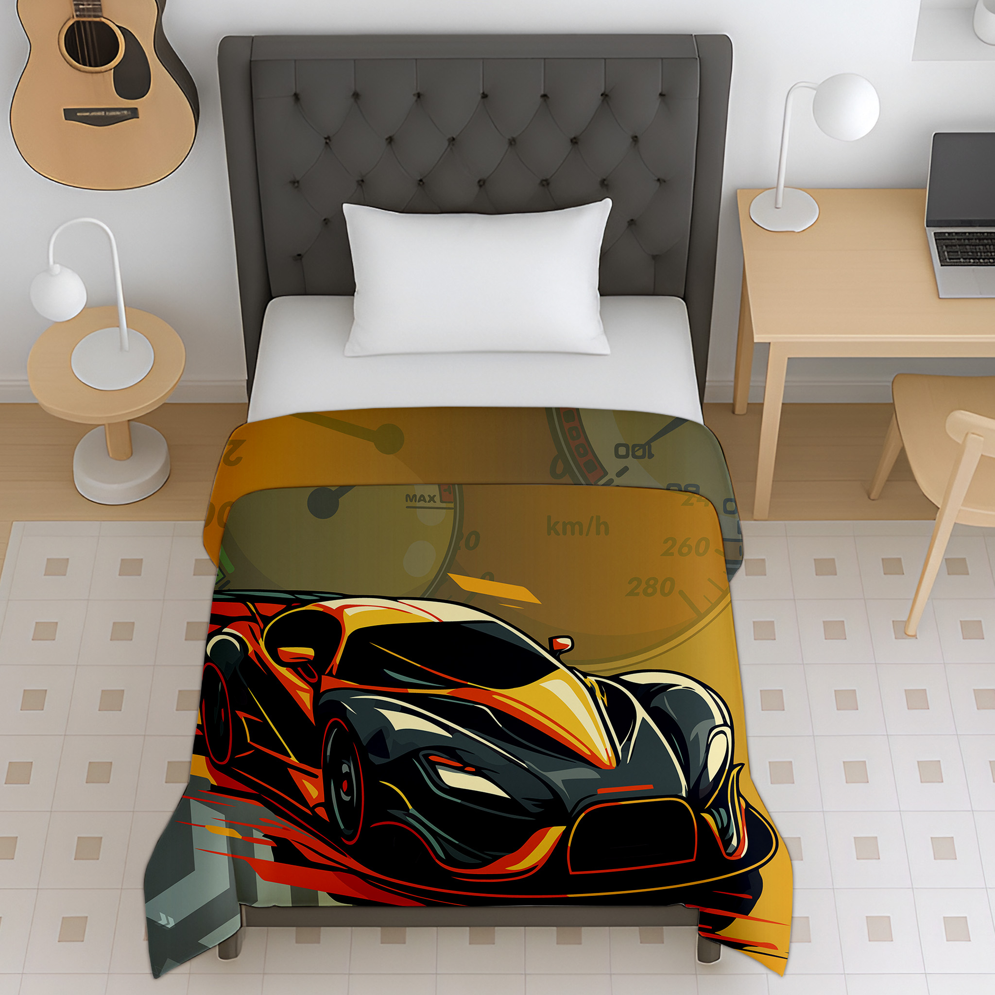 Jindal Home Kids Racing Car Print Reversible Cotton Dohar