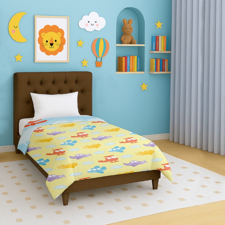 Helicopter Cartoon Kids Reversible Polycotton Dohar for Babies