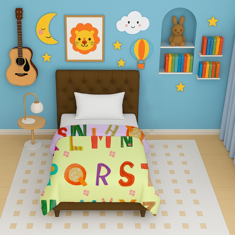 Colorful Alphabet Kids Reversible Polycotton Dohar for Babies