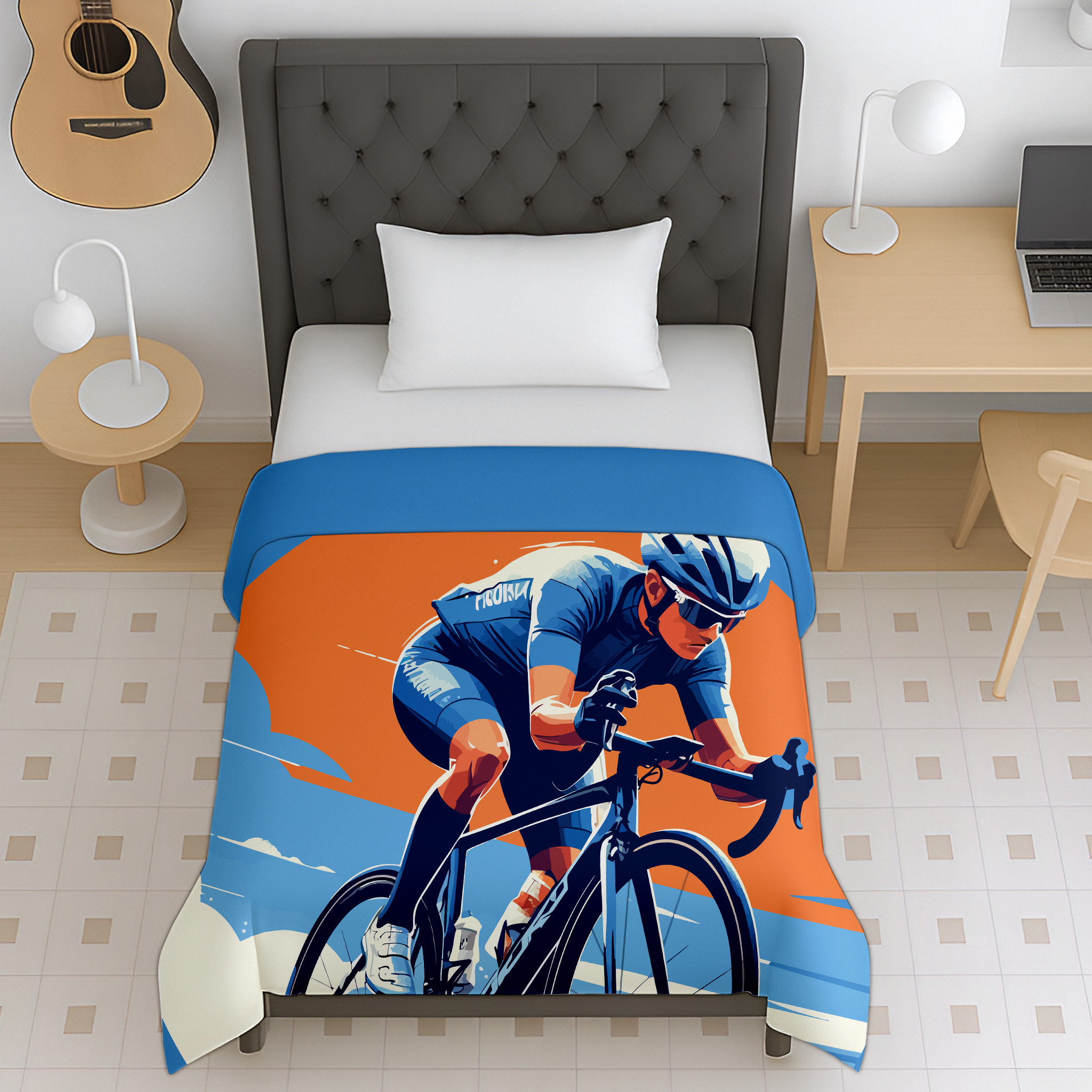 Cycling sports print reversible micro kids dohar for teens