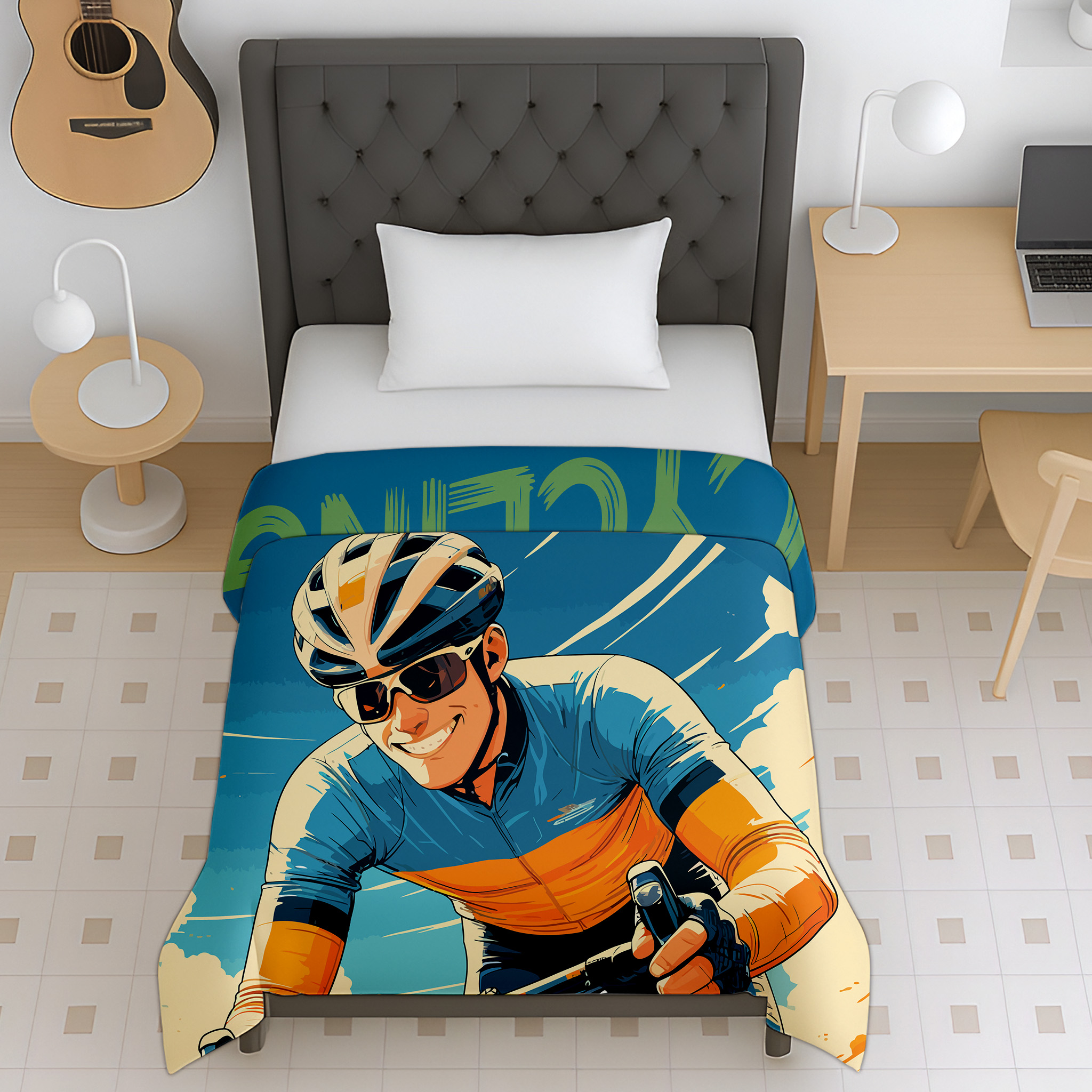 Cycling sports print reversible micro kids dohar for teens