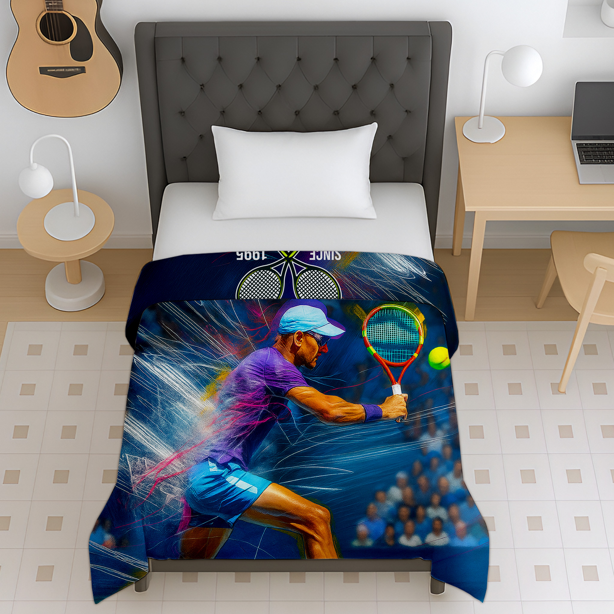 Tennis sports print reversible micro kids dohar for teens