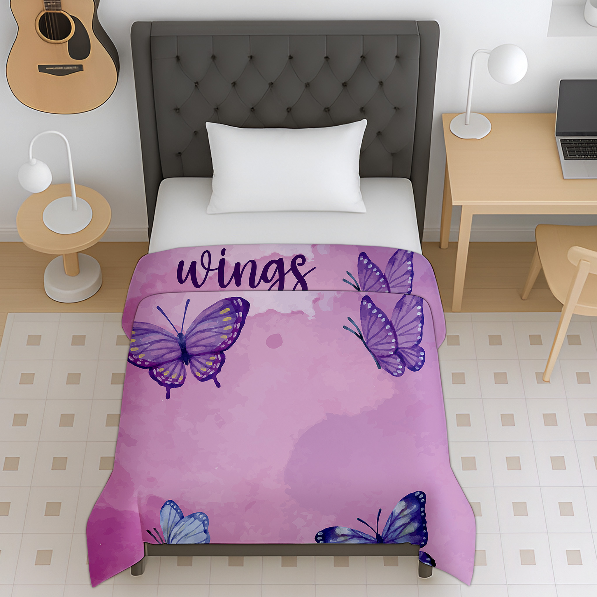 Iconic butterfly blossom reversible pastel micro kids dohar
