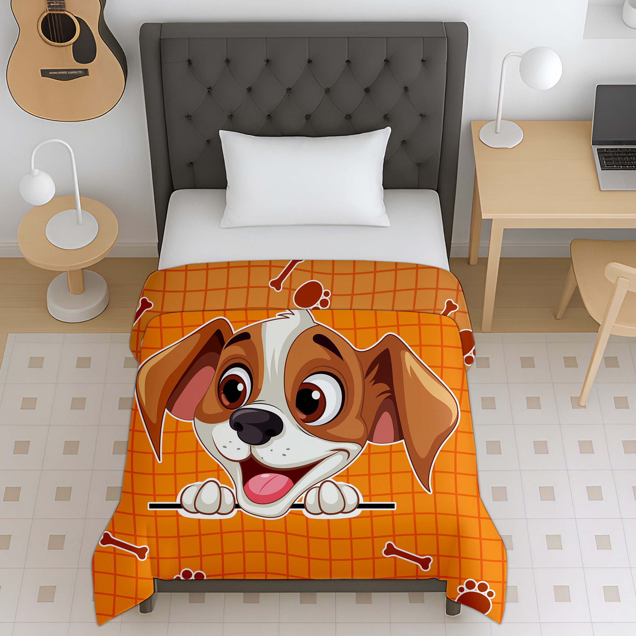 Iconic cute puppy cartoon reversible micro kids dohar