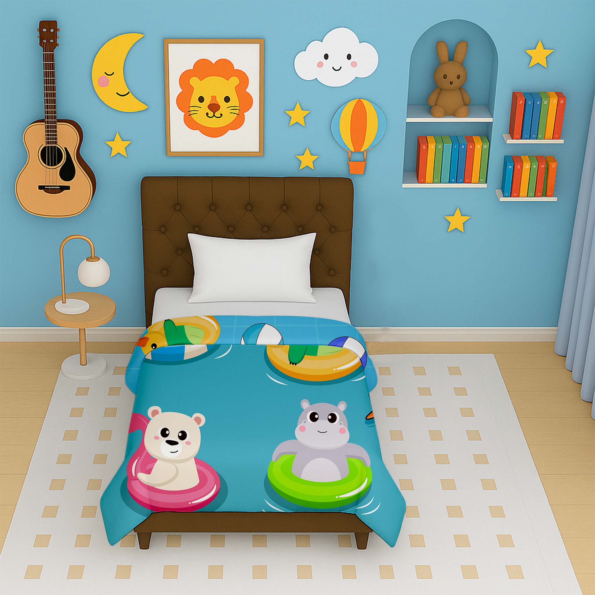 Happy Cuddles reversible cartoon pool theme kids micro dohar for babies and toddlers