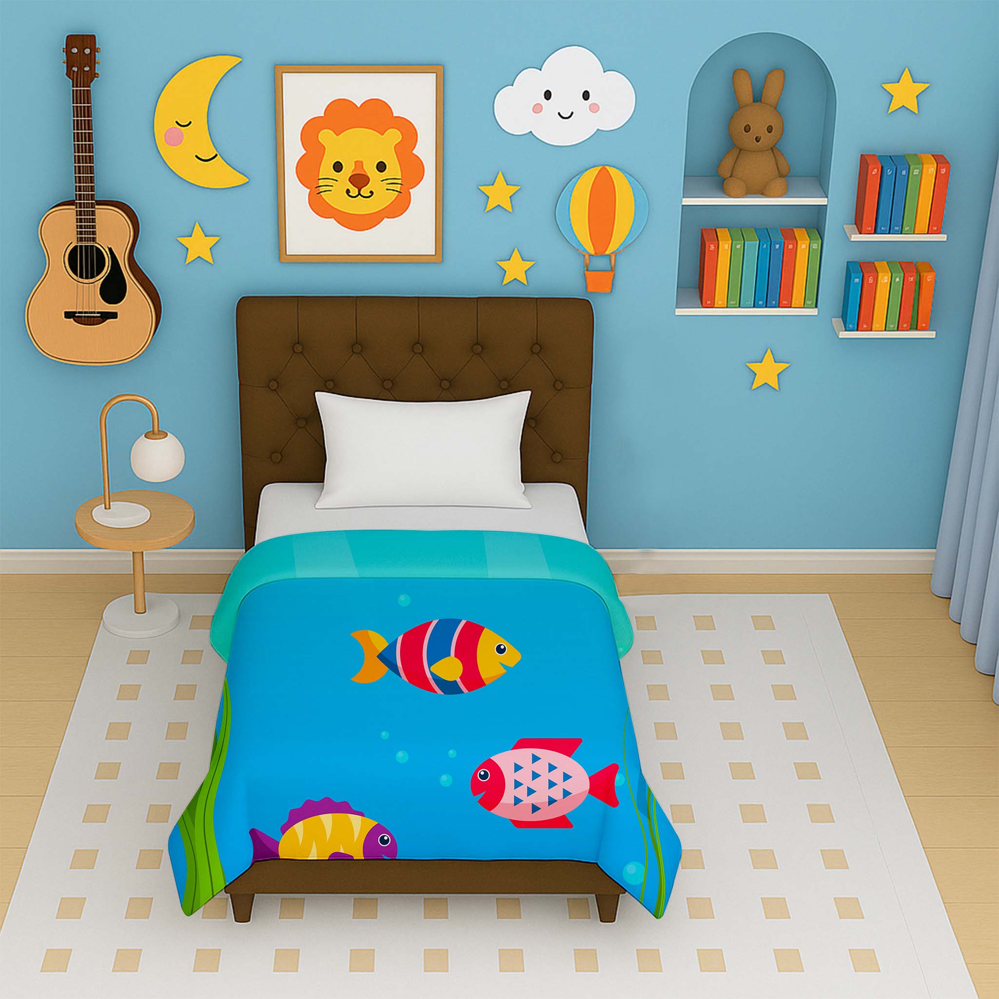 Happy Cuddles ocean fish reversible kids micro dohar for babies and toddlers