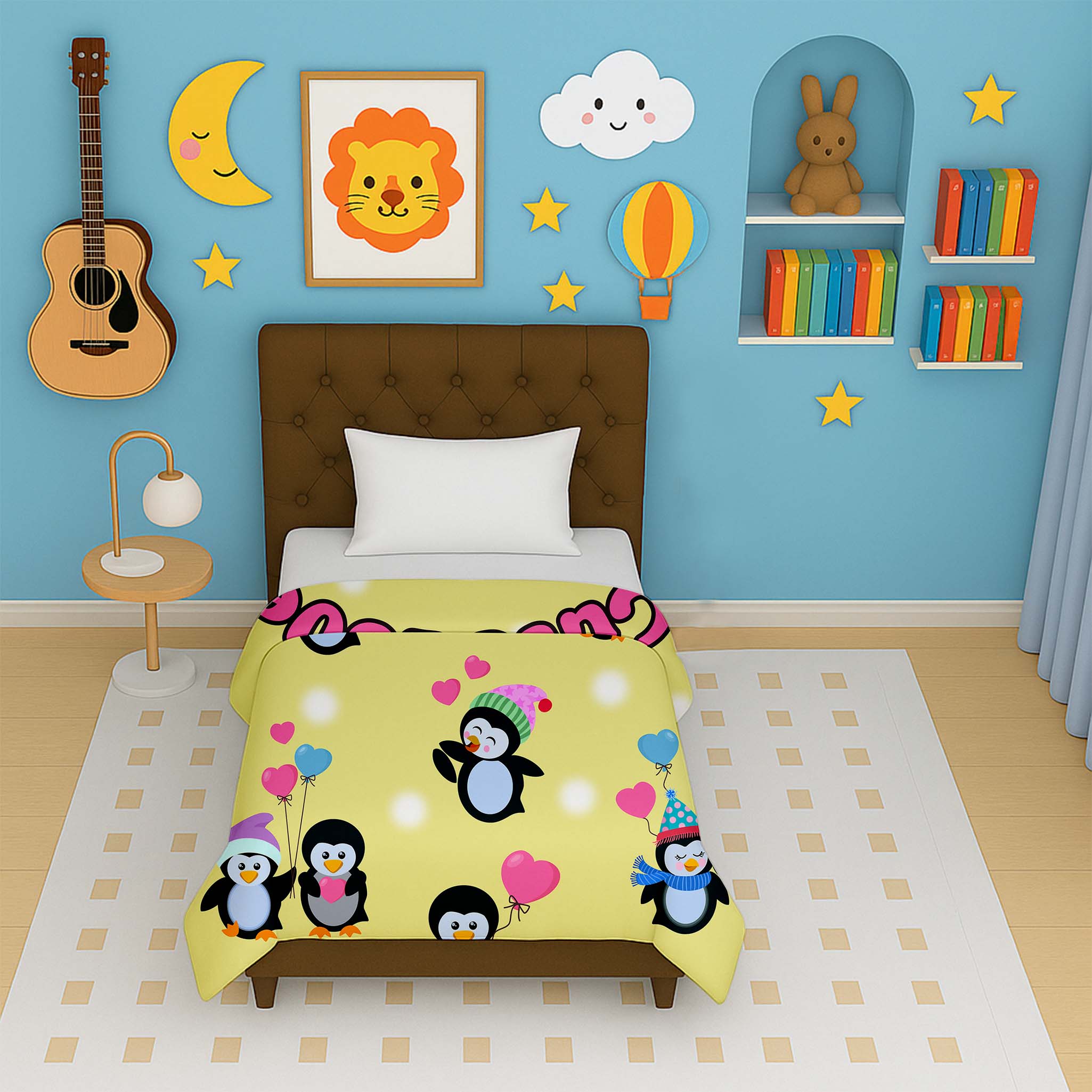 Happy Cuddles penguin cartoon reversible kids micro dohar for babies and toddlers