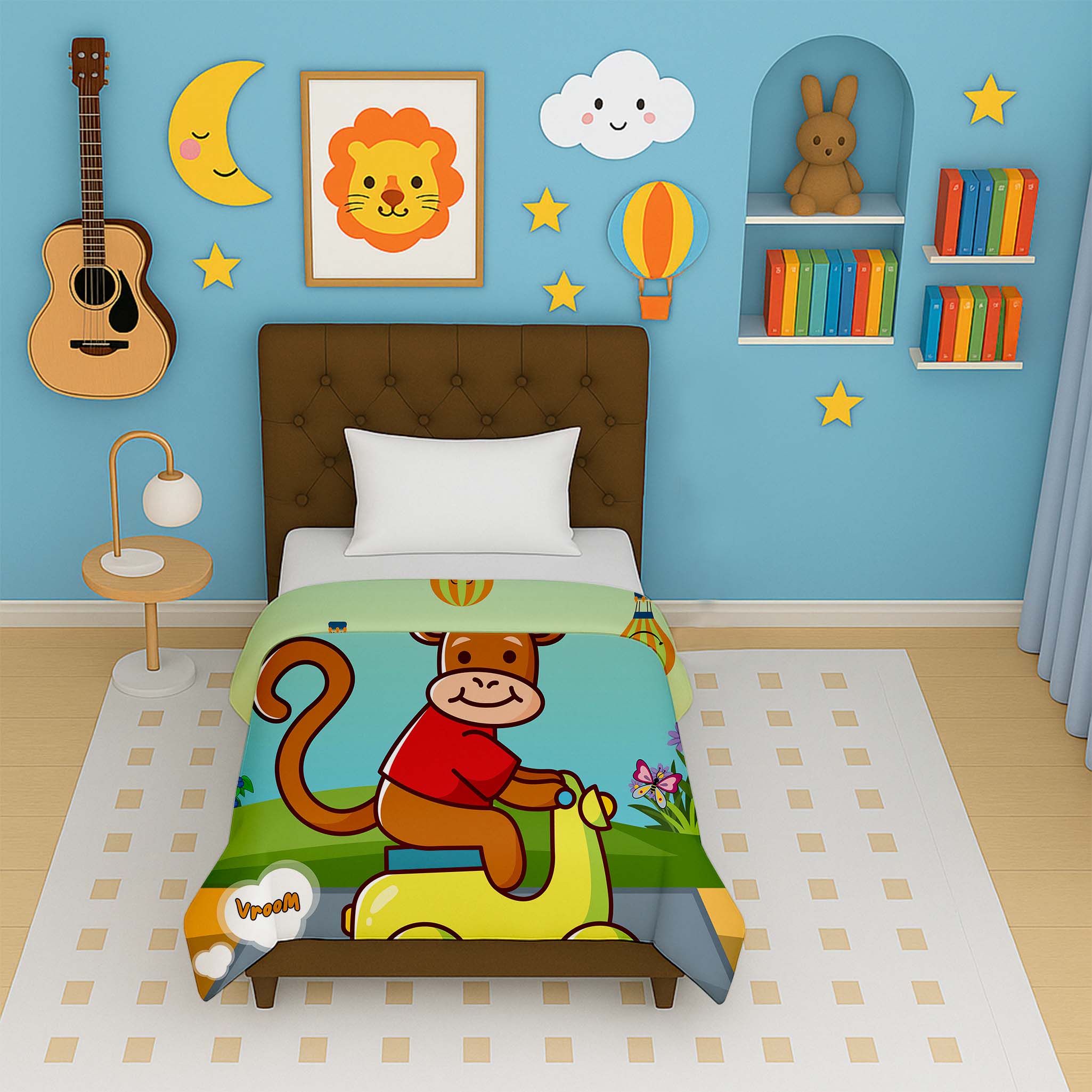 Happy Cuddles monkey scooter cartoon reversible kids micro dohar for babies and toddlers